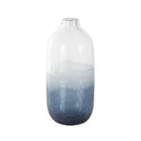 Dark Blue Glass Wavy Ombre Vase with Textured Base