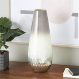 Brown Glass Ombre Vase with Spotted Concaved Details and Speckled Accents