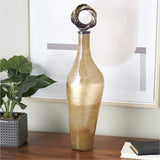 Light Brown Glass Brushed Ombre Decorative Jars with Speckled Gold and Bronze Ring Top