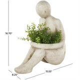 Cream Polystone People Sitting Planter