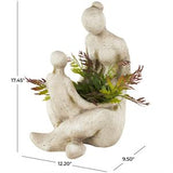 Cream Polystone Family Sitting Planter