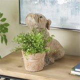 Brown Resin Dog Textured Planter with Antique Pot