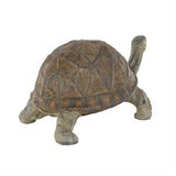 Brown Resin Turtle Distressed Textured Garden Sculpture with Patterned Shell