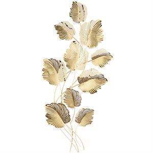 Gold Stainless Steel Metal Leaf Layered Home Wall Decor, 25" x 3" x 53"