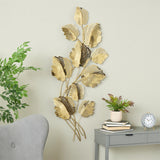 Gold Stainless Steel Metal Leaf Layered Home Wall Decor, 25" x 3" x 53"