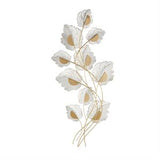 Gold Stainless Steel Metal Leaf Layered Home Wall Decor, 25" x 3" x 53"