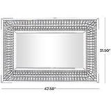 Silver Glass Wall Mirror with Crystal Details - 48" X 1" X 32"