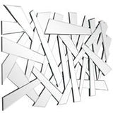 Silver Glass Abstract Wall Mirror -  47" X 1" X 32"