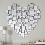 Silver Glass Heart Mosaic Wall Mirror - 32" X 1" X 32