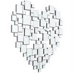 Silver Glass Heart Mosaic Wall Mirror - 32" X 1" X 32