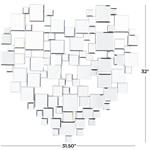 Silver Glass Heart Mosaic Wall Mirror - 32" X 1" X 32