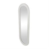 White Wooden Oval Wall Mirror with layered Frame - 22" X 1" X 68"