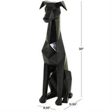 Black Polystone Dog Cubist Sculpture - 9" X 11" X 30"