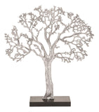 Silver Aluminum Metal Tree Sculpture, 17" x 4" x 19"