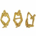 8" Gold Porcelain People Sitting Thinker Sculpture, Set of 3