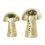 Gold Glass Mushroom Handmade Mosaic Mirrored Sculpture Set of 2 10" x 8"H