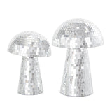 Silver Glass Mushroom Handmade Mosaic Mirrored Sculpture - Set of 2 10"x 8"H