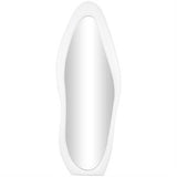 White Wooden Abstract Wavy Wall Mirror  24" X 2" X 63"