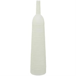 The Novogratz White Metal Grooved Decorative Vase, 8" x 8" x 36"