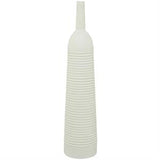 The Novogratz White Metal Grooved Decorative Vase, 8" x 8" x 36"