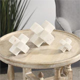 White Marble Jack Geometric Sculpture Set of 3 6"W X 5"W X 3"H