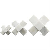 White Marble Jack Geometric Sculpture Set of 3 6"W X 5"W X 3"H