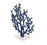 Blue Polystone Coral Textured Porous Sculpture with Acrylic Base, 14" x 4" x 16"