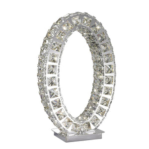 Oval Crystal Extravaganza 17.5" Table Lamp // Chrome