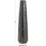 Silver Ceramic Snakeskin Inspired Vase - 8" X 8" X 31"