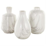 White Ceramic Marble Inspired Vase with Varying Shapes Set of 3 4"W x 8"H