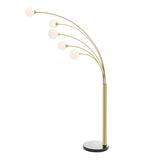 Anecho 5 Lights Gold and White Floor Lamp