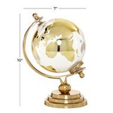 Cosmopolitan Gold Aluminium Metal Globe with Tiered Base - 7" X 6" X 10"