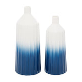 Blue Ceramic Handmade Ombre Vase Set of 2 16",14"H