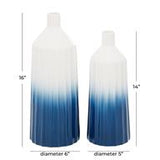 Blue Ceramic Handmade Ombre Vase Set of 2 16",14"H