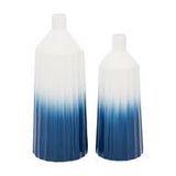 Blue Ceramic Handmade Ombre Vase Set of 2 16",14"H