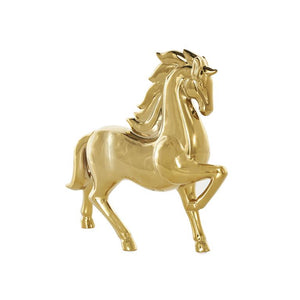 Gold Ceramic Horse Prancing Sculpture - 12" X 4" X 12"