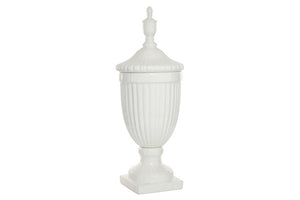 White Ceramic Decorative Jars with Lid - 10" X 10" X 26"