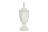 White Ceramic Decorative Jars with Lid - 10" X 10" X 26"