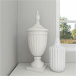 White Ceramic Decorative Jars with Lid - 10" X 10" X 26"