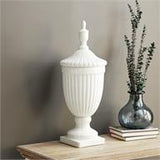 White Ceramic Decorative Jars with Lid - 10" X 10" X 26"