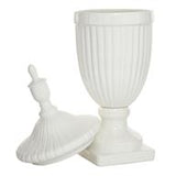 White Ceramic Decorative Jars with Lid - 10" X 10" X 26"