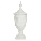 White Ceramic Decorative Jars with Lid - 10" X 10" X 26"