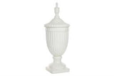 White Ceramic Decorative Jars with Lid - 10" X 10" X 26"