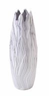 White Ceramic Marbled Vase with Angled Edge Opening - 7