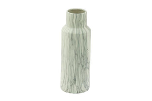 White Ceramic Faux Marble Vase - 6" X 6" X 15"