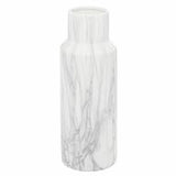 White Ceramic Faux Marble Vase - 6" X 6" X 15"