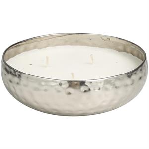 Silver Metal White Sage Scented Hammered 20 oz 3 Wick Candle with White Wax, 7