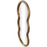 Gold Wooden Wavy Shaped Wall Mirror with Ribbed Frame - 20" X 2" X 47"