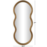 Gold Wooden Wavy Shaped Wall Mirror with Ribbed Frame - 20" X 2" X 47"