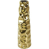 Gold Ceramic Geometric Bubble Vase with Concaved Circles - 8" X 8" X 39"